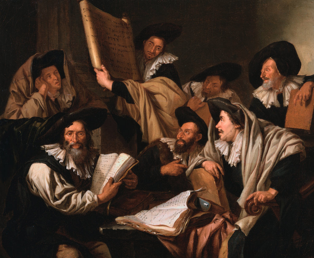 Detail of A Rabbinical Disputation by Jacob Toorenvliet