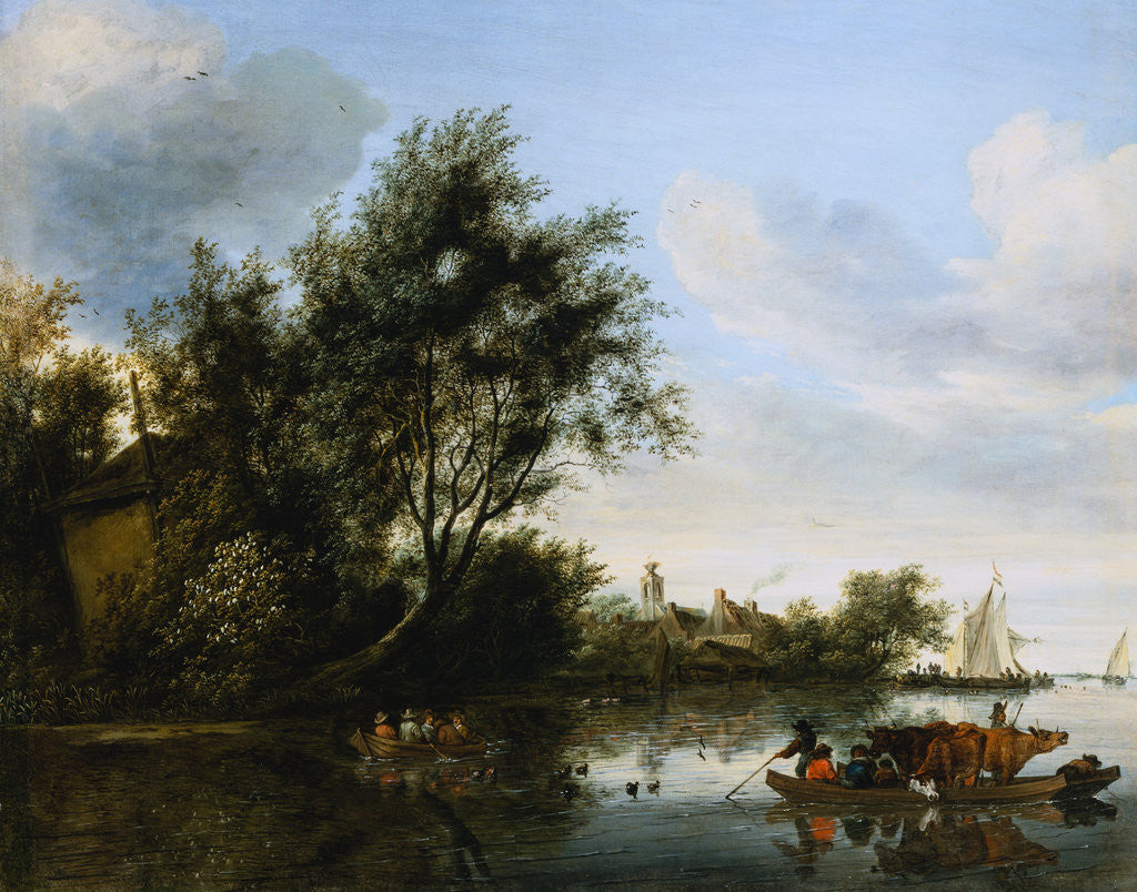 Detail of A River Landscape with a Hayloft Among Trees by Salomon van Ruysdael