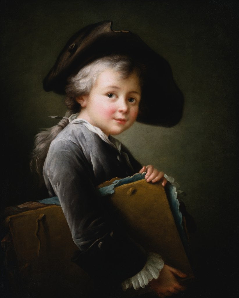 Detail of A Young Boy Holding a Portfolio by Francois-Hubert Drouais