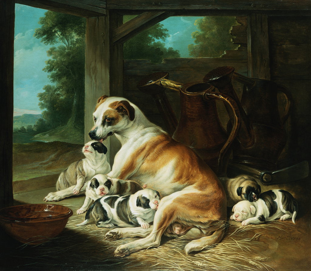 Detail of A Mother with Her Puppies by Christophe Huet