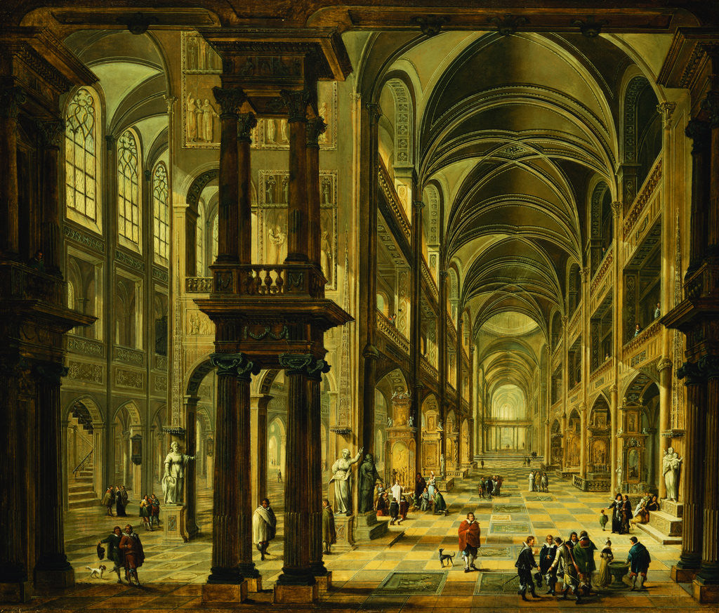 Detail of An Imaginary Church Interior with Figures by Bartholomeus van Bassen