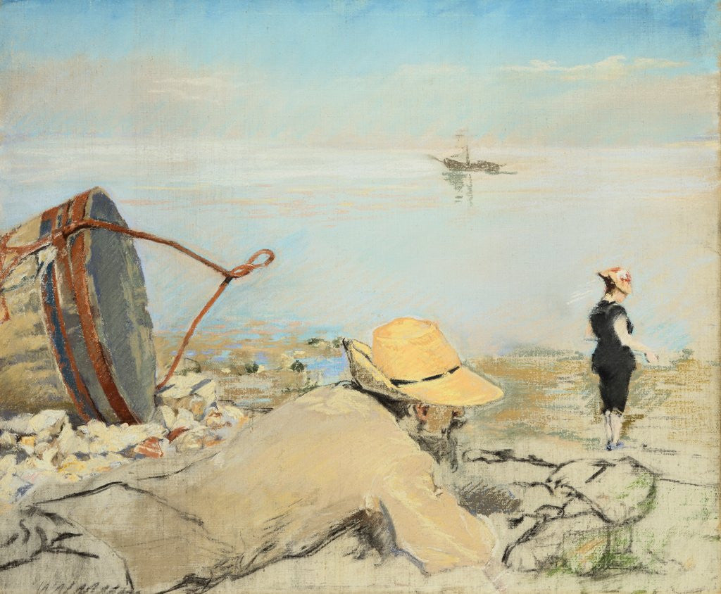 Detail of On the Pebbles (Honfleur) by Eva Gonzales