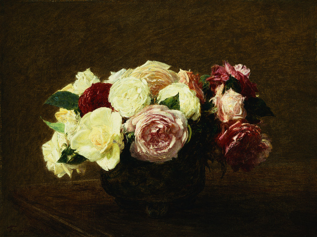 Detail of Roses by Henri Fantin-Latour
