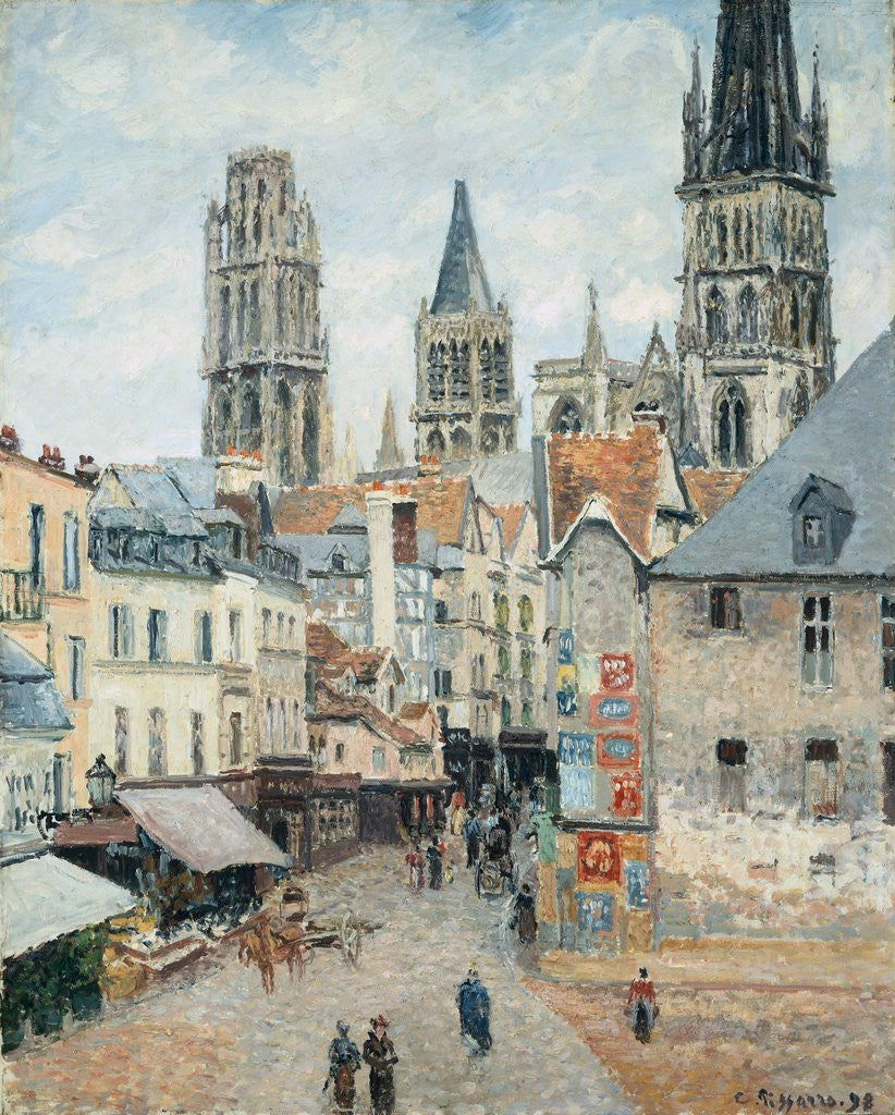 Detail of Grocer Street in Rouen, Early Morning by Camille Pissarro