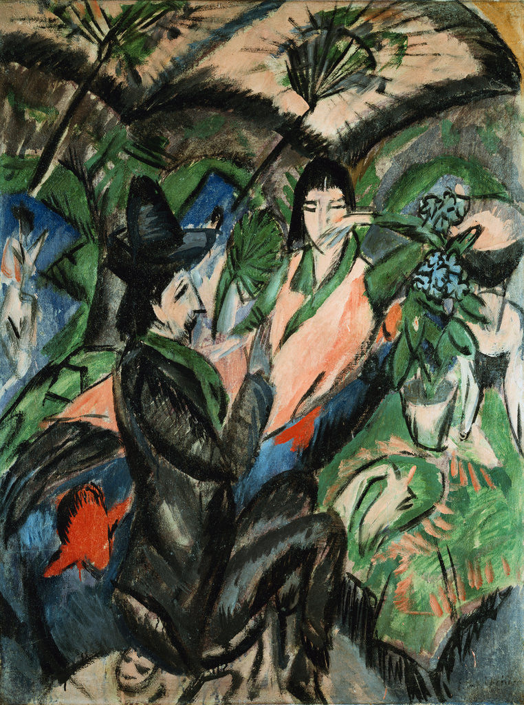 Detail of Couple Under Japanese Screen by Ernst Ludwig Kirchner