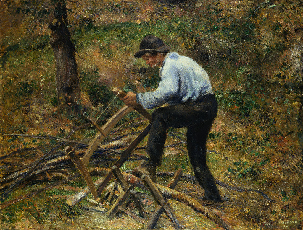 Detail of Father Sawing Wood, Pontoise by Camille Pissarro