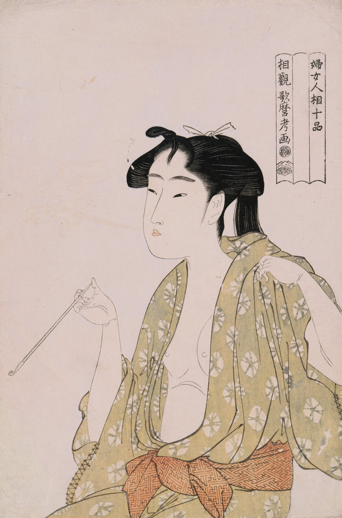 Detail of A Half-Length Portrait of a Woman Smoking by Utamaro