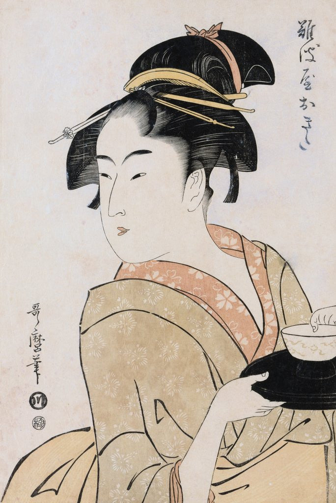 Detail of A Bust Portrait of the Waitress Okita of the Naniwaya Teahouse by Utamaro