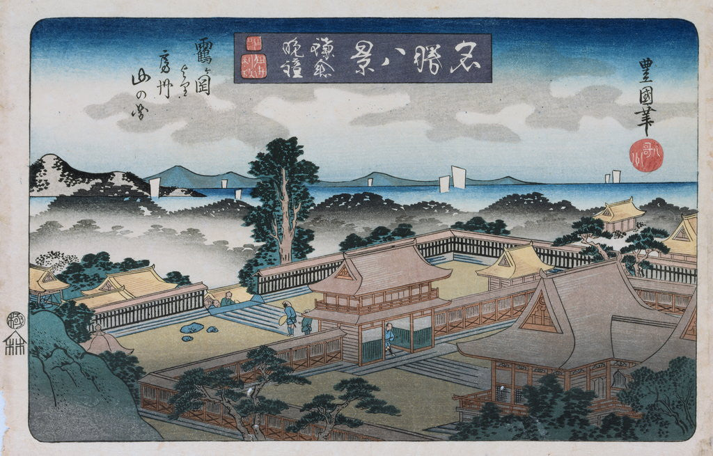 Detail of Evening Bell, Kamakura from the Series Eight Views of Famous Places by Utagawa Toyokuni II