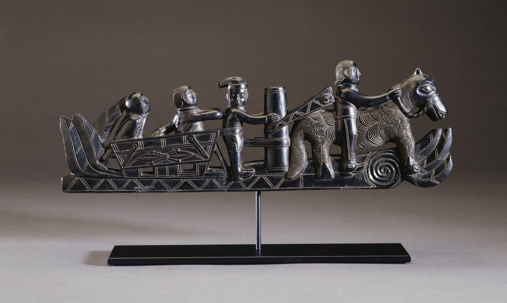 Detail of An Important Haida Argillite Ship Pipe by Anonymous