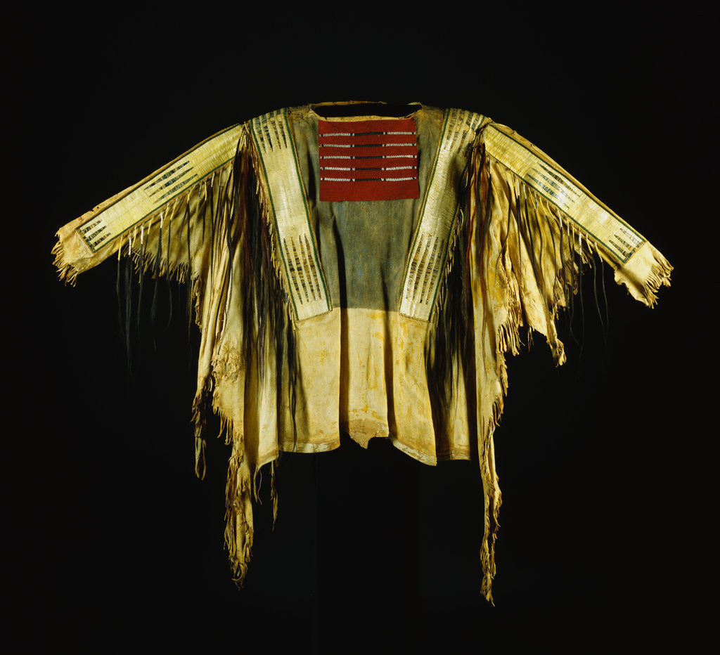 Detail of Sioux Warrior's Shirt Adorned with Quillwork, Pigment and Hair by Anonymous