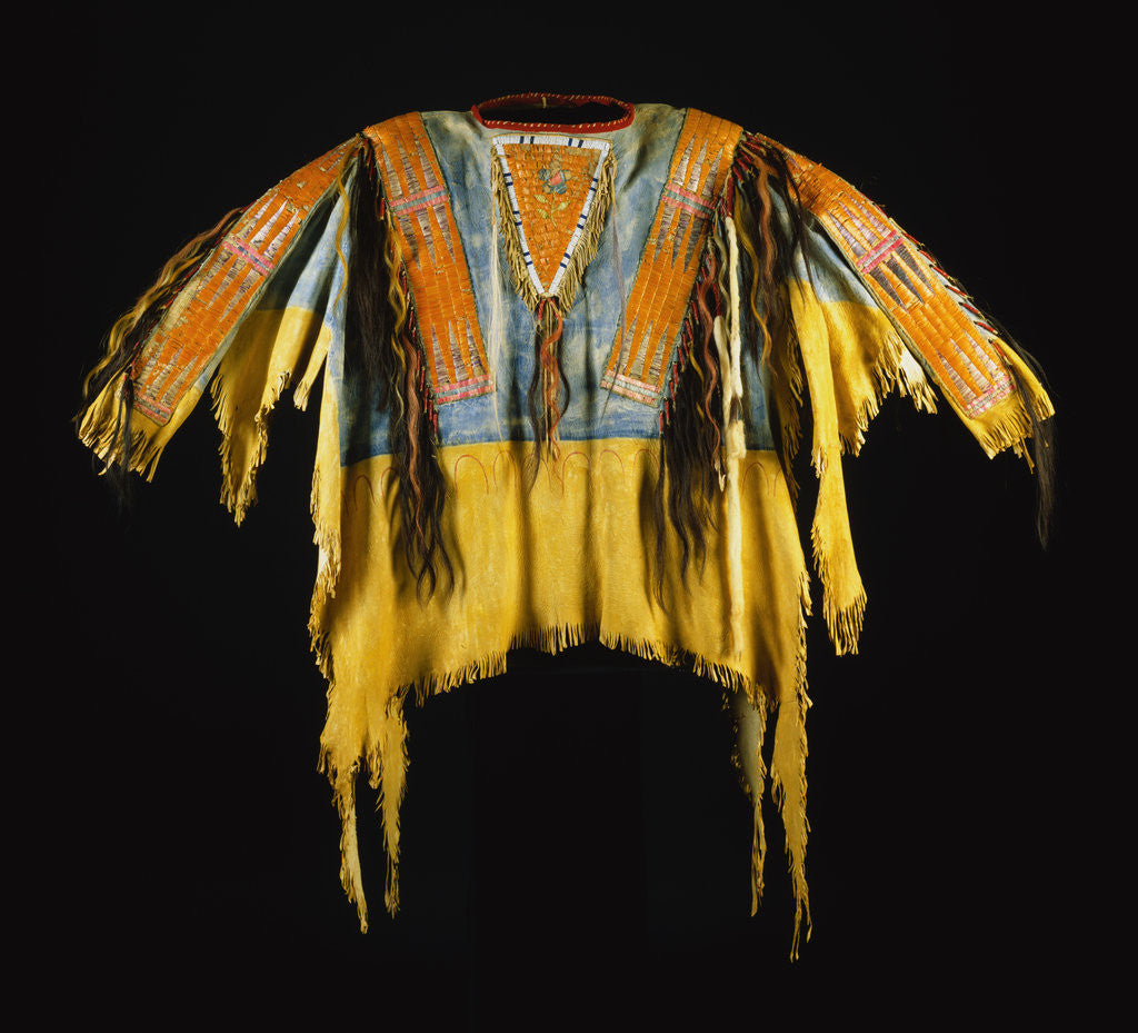 Detail of Southern Cheyenne Warrior's Shirt Adorned with Quillwork, Paint and Hair by Anonymous