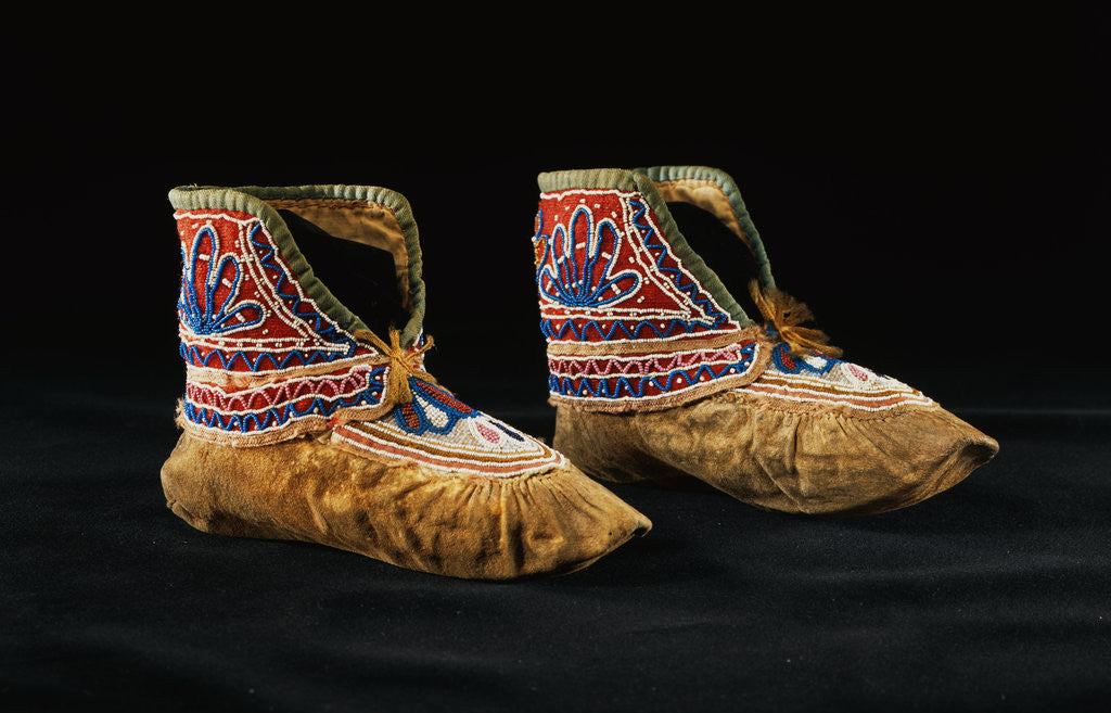 Detail of Micmac Beaded Hide Moccasins by Anonymous