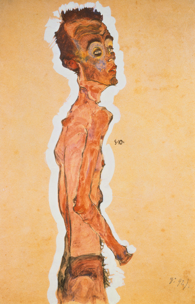 Detail of Self-Portrait by Egon Schiele
