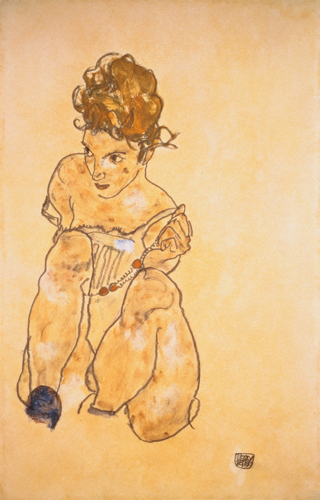 Detail of Seated Girl in Slip by Egone Schiele
