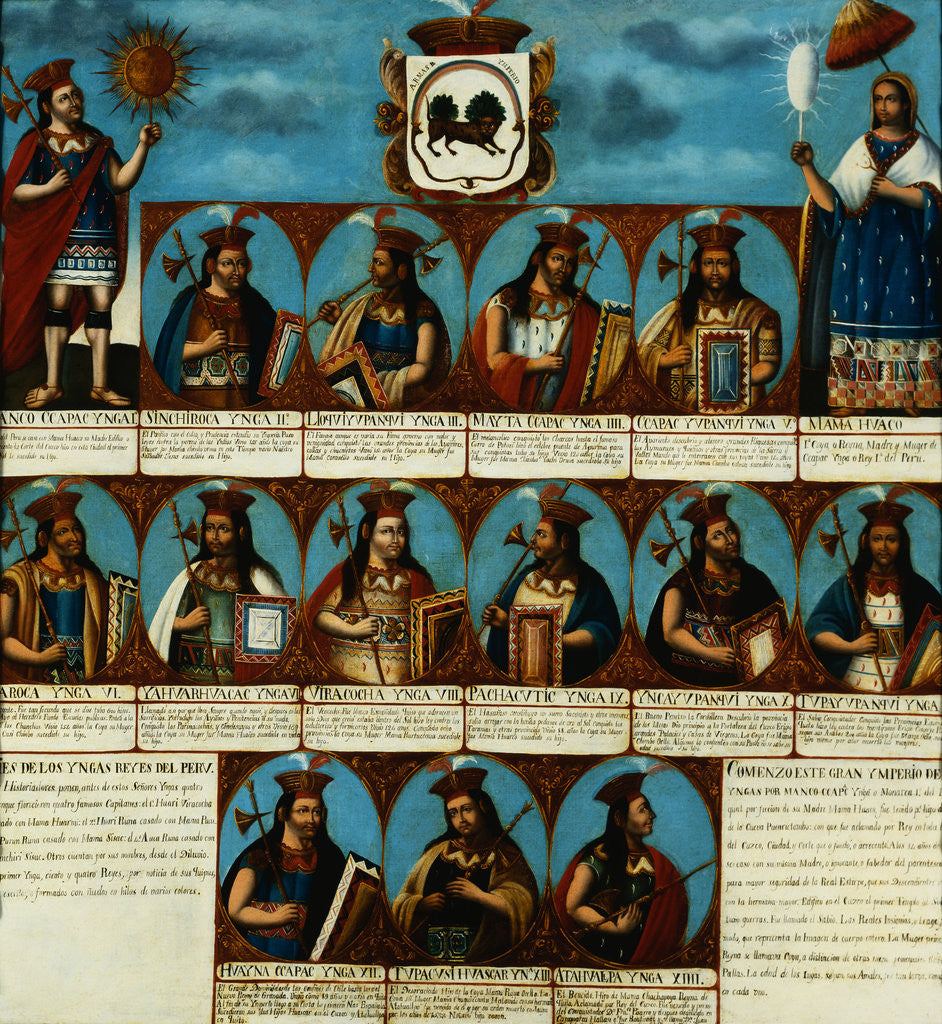 Detail of Peruvian School Painting Depicting the Inca Dynasty by Corbis