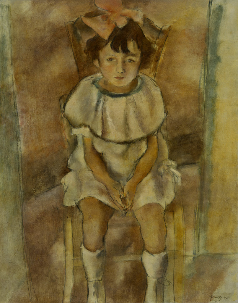 Detail of Little Girl in Pink by Jules Pascin