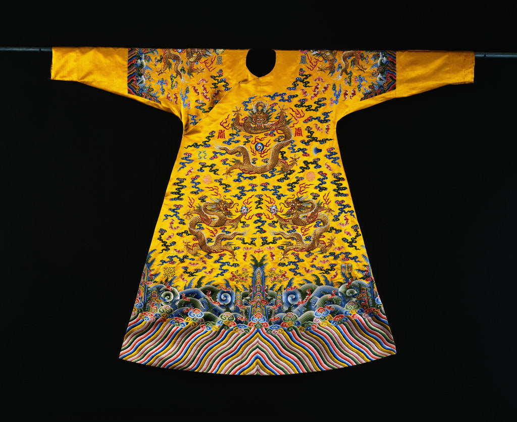 Detail of A Rare Imperial Embroidered Yellow Silk Twelve Symbol Dragon Robe, Ji Fu, from the Qianlong Period by Anonymous