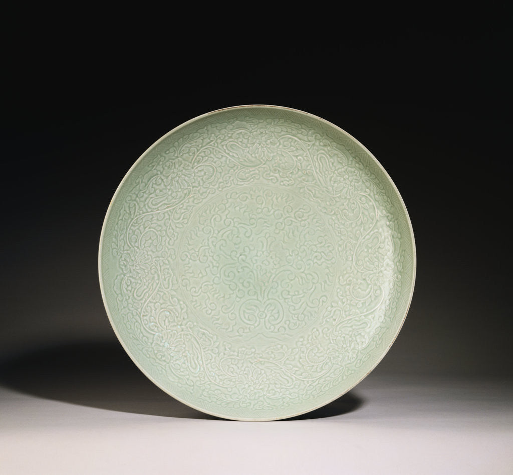 Detail of A Massive Celadon-Glazed Carved Charger, 18th Century by Anonymous