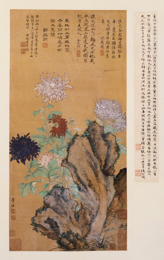 Detail of Flowers and Rocks by Tong Kai
