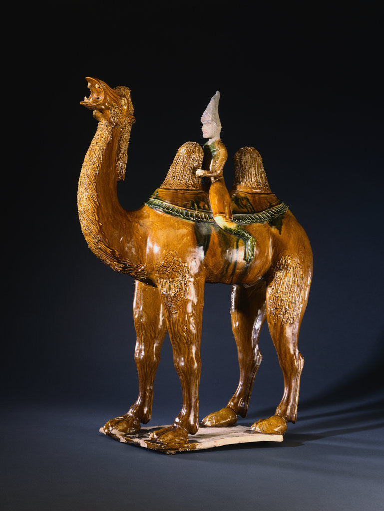 Detail of A Magnificent Large Standing Sancai- Glazed Buff Pottery Bactrian Camel and Rider by Corbis
