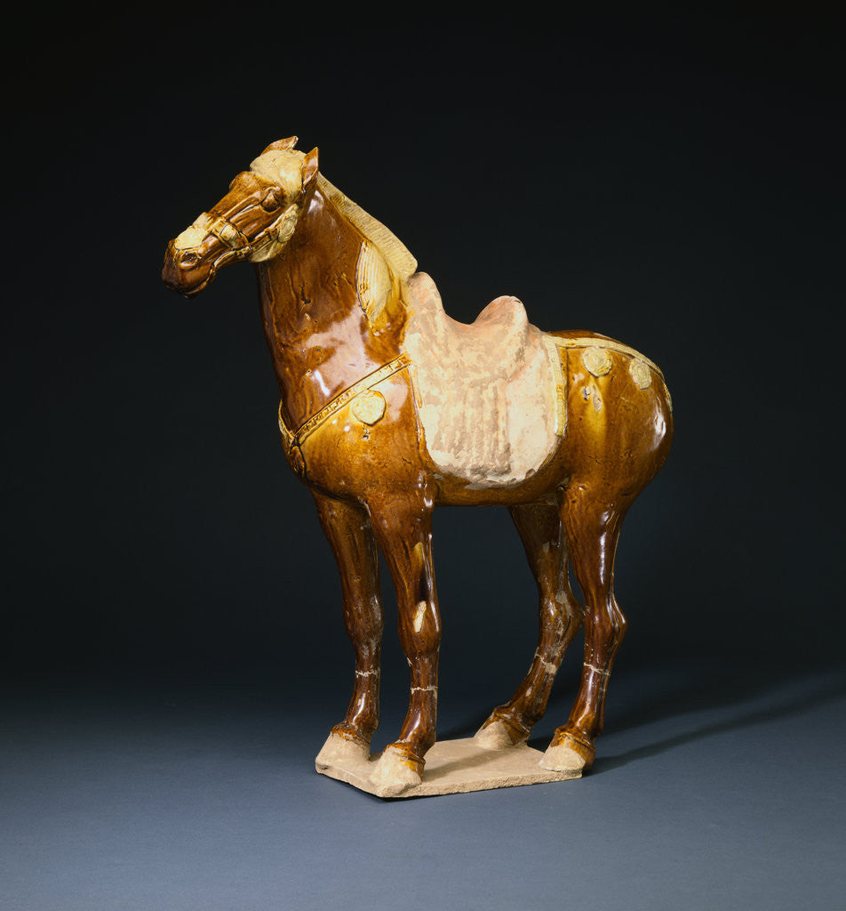 Detail of An Amber and Cream-Glazed Pottery Figure of a Horse by Corbis