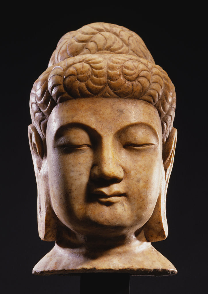 Detail of A White Marble Head of Buddha. Tang Dynasty by Anonymous