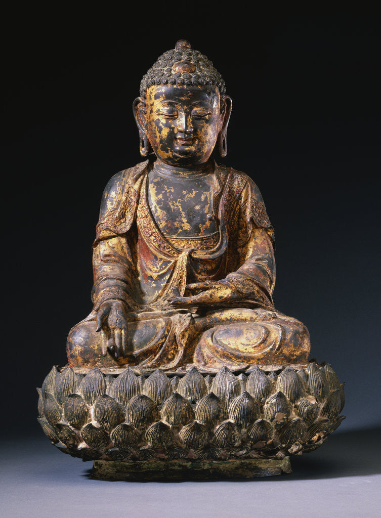 Detail of A Bronze Figure of Buddha. Ming Dynasty by Anonymous