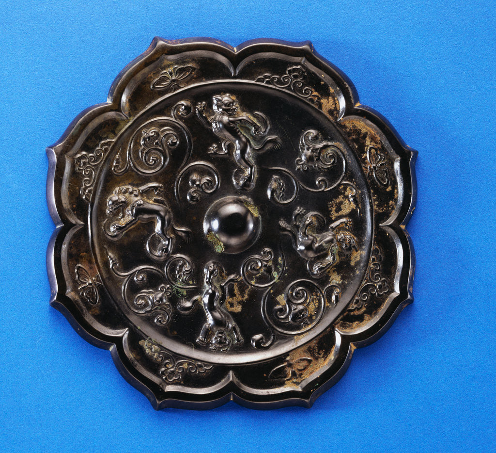 Detail of A Well-Cast Foliate Bronze Mirror. Tang Dynasty by Anonymous