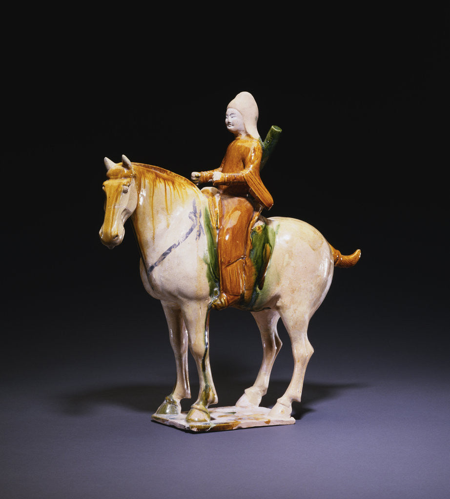 Detail of Good Sancai Glazed Pottery Figure of an Equestrian Archer. Tang Dynasty by Anonymous
