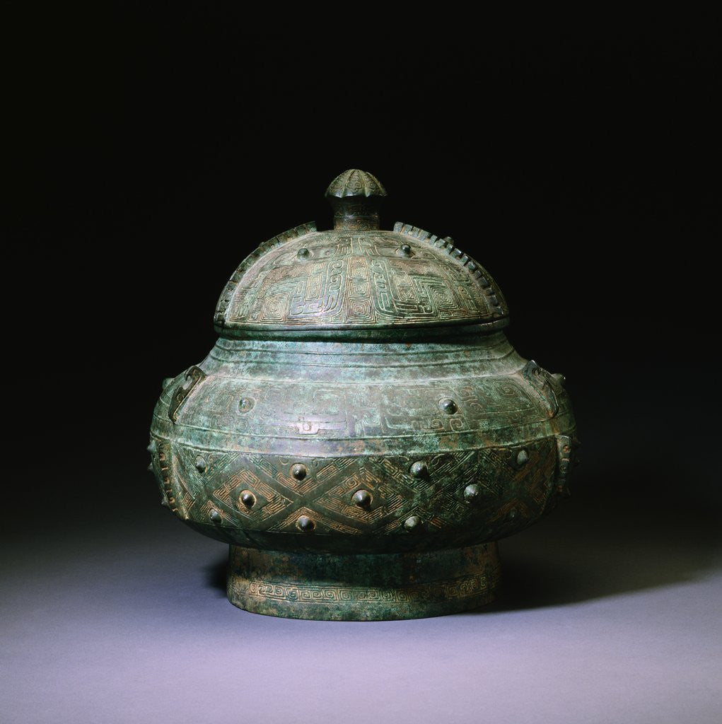 Detail of A Rare Bronze Wine Vessel and a Cover, Pou. Shang Dynasty by Anonymous