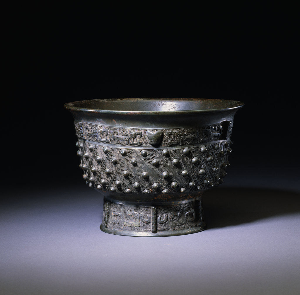 Detail of A Bowl-Shaped Bronze Vessel, Yu. Shang Dynasty by Anonymous