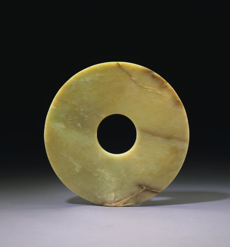 Detail of A Large Pale Olive-Green Jade Bi. Late Neolithic, Longshan/Eastern Zhou Dynasty by Anonymous