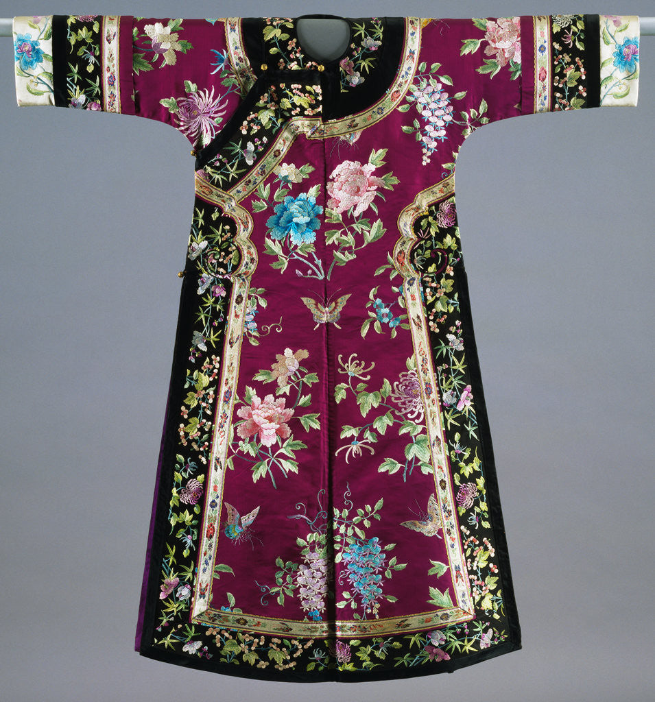 Detail of Chinese Purple-Ground Embroidered Silk Robe by Corbis