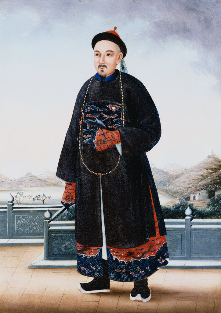 Detail of Portrait of An Elegantly Dressed Chinese Hong Merchant by Anonymous
