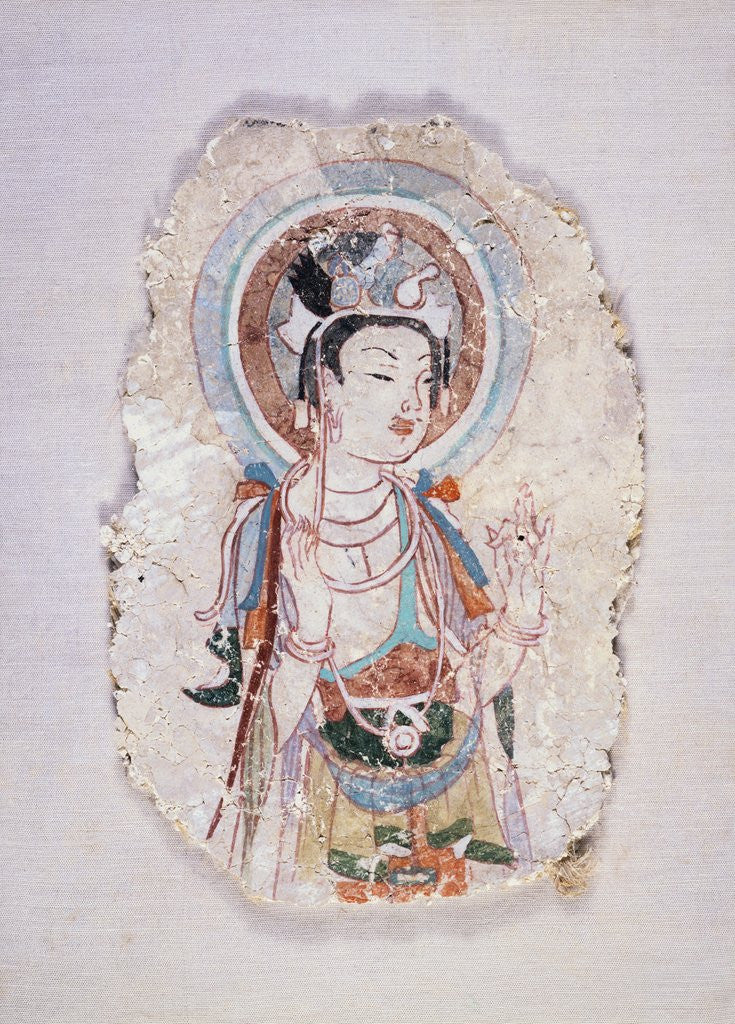 Detail of Tang Dynasty Fragment of a Painted Fresco of a Bodhisattva by Anonymous