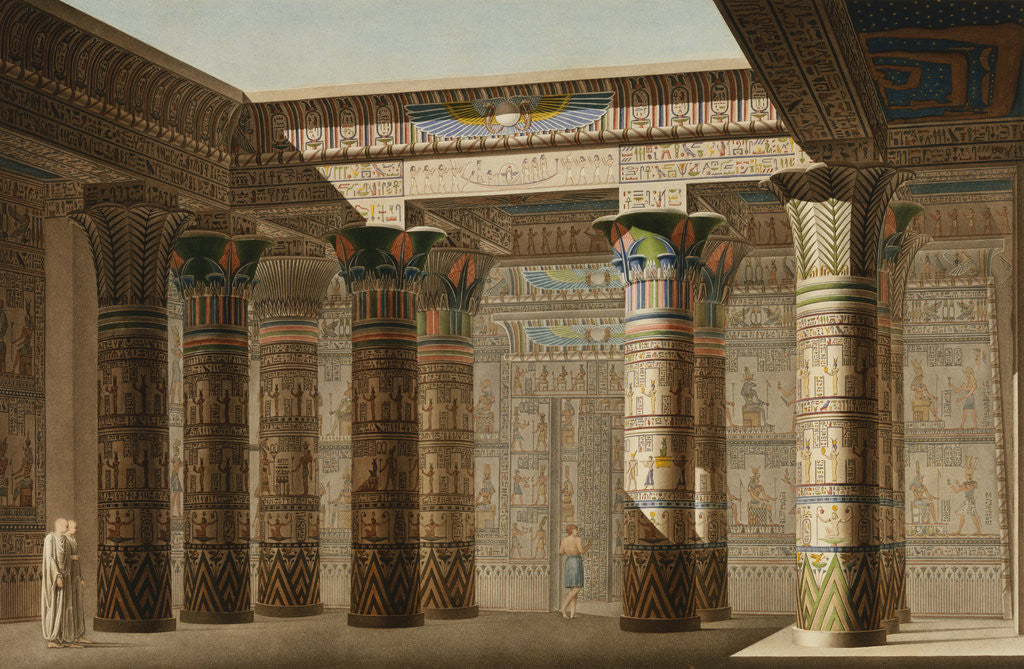 Detail of Illustration of a Hypostyle Hall with Egyptian Hieroglyphics by Anonymous