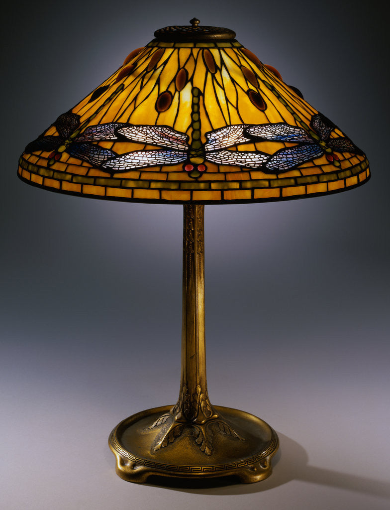 Detail of Dragonfly Leaded Glass and Gilt-Bronze Table Lamp by Tiffany Studios by Anonymous