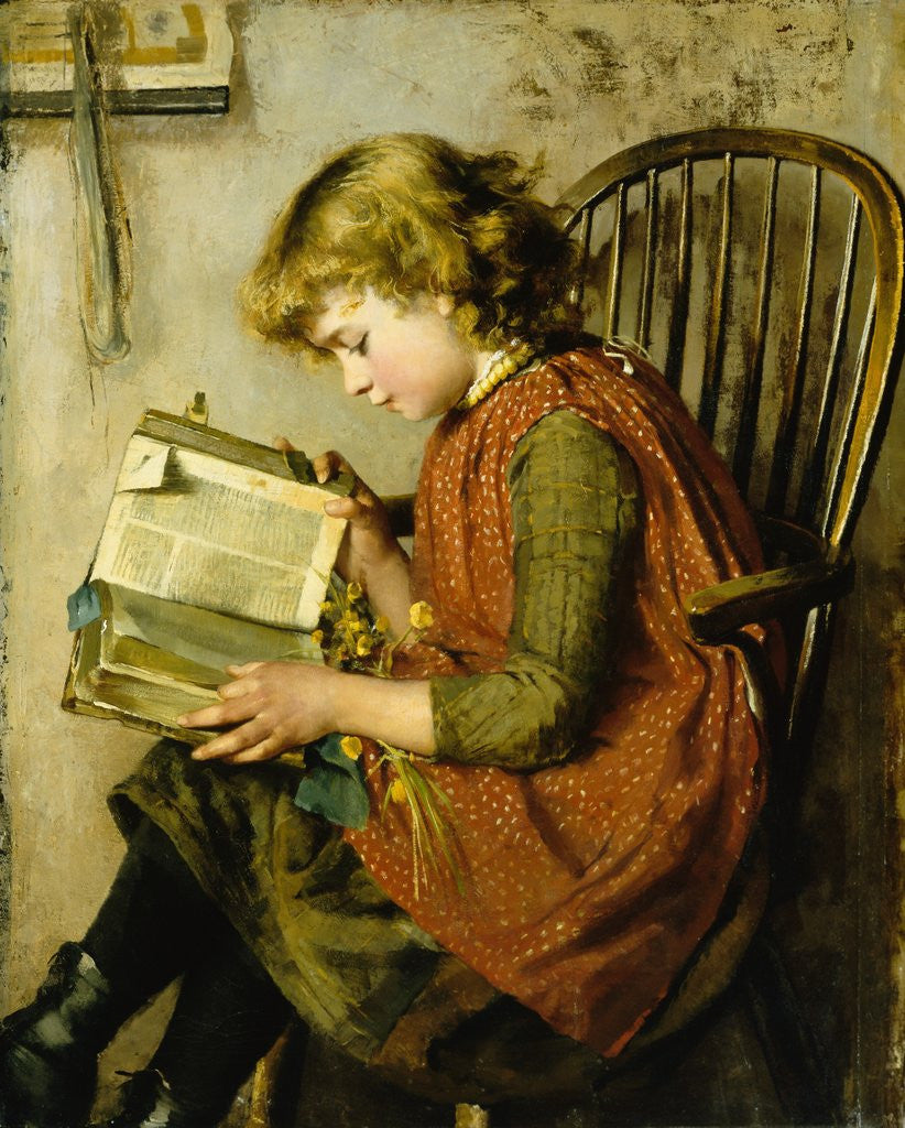 Detail of A Young Girl Reading by Charlotte Weeks