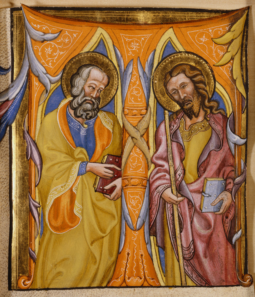 Detail of Illuminated Manuscript with Saints Philip and James by a Follower of Martino di Bartolommeo by Corbis