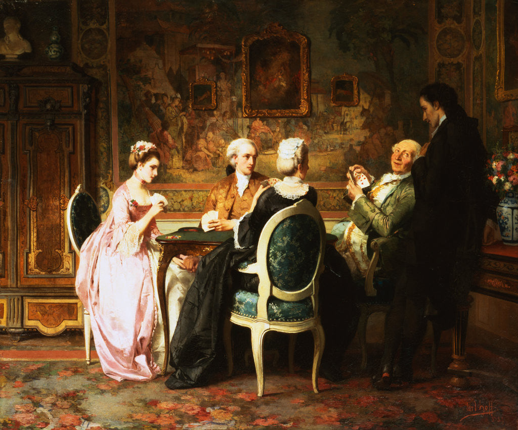 Detail of The Card Game by Karl Heinrich Hoff