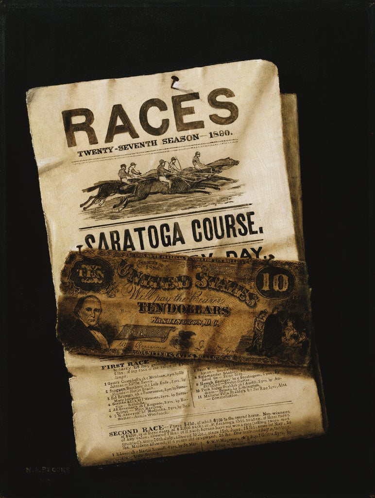 Detail of Races, Saratoga, Ten Dollar Bill by Nicholas Alden Brooks