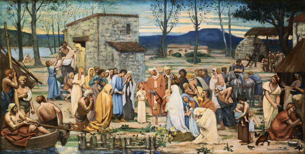 Detail of The Childhood of Saint Genevieve by Pierre Cecile Puvis de Chavannes