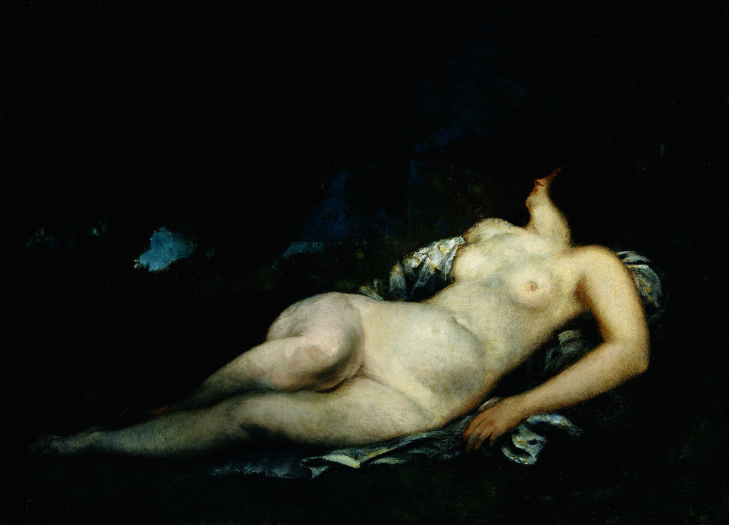 Detail of Sleeping female nude by Gustave Courbet