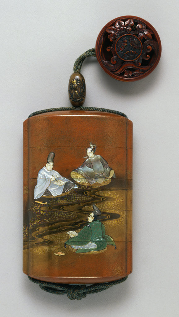 Detail of A Four-Case Lacquer Inro by Teiun