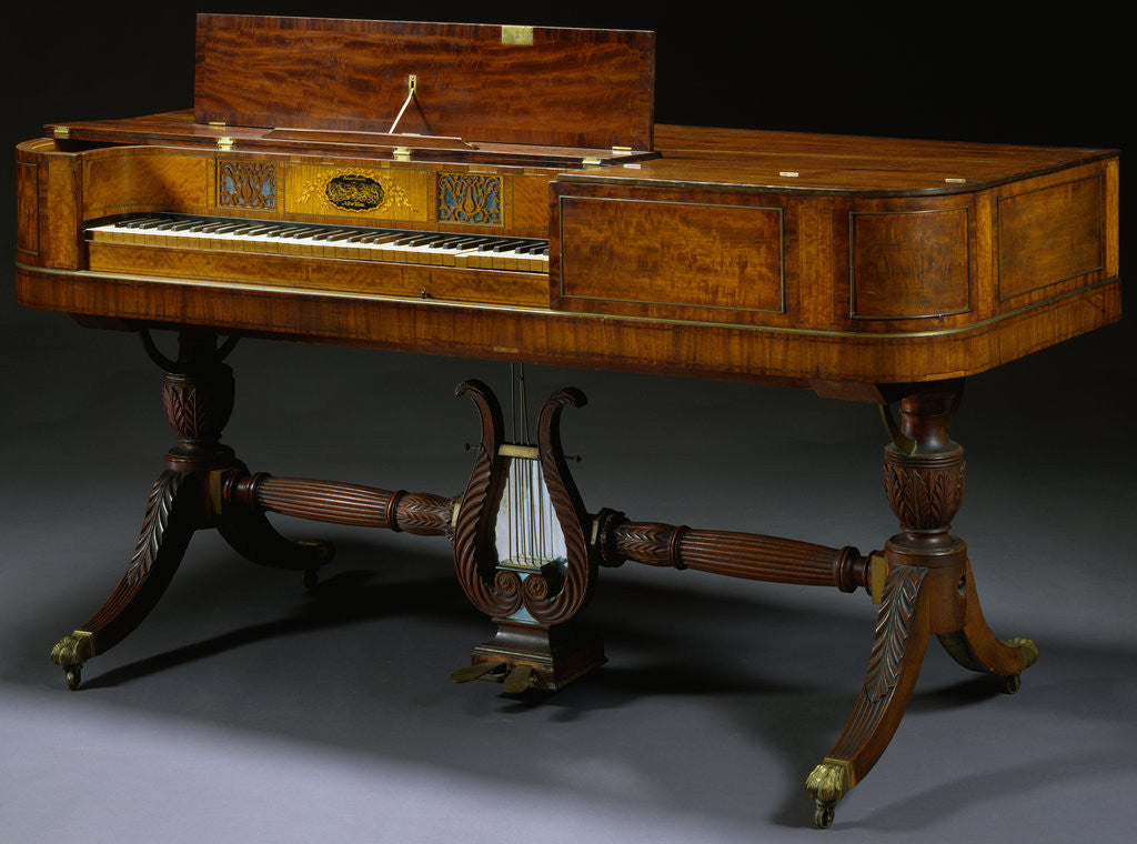 Detail of Classical Inlaid Mahogany and Brass, Inlaid Pianoforte by Gibson and Davis by Anonymous