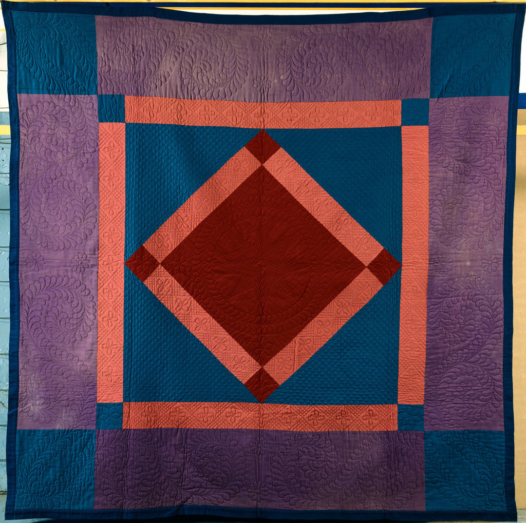 Detail of An Amish Pieced Wool Quilted Coverlet Lancaster County, Pennsylvania, Circa 1900 by Anonymous