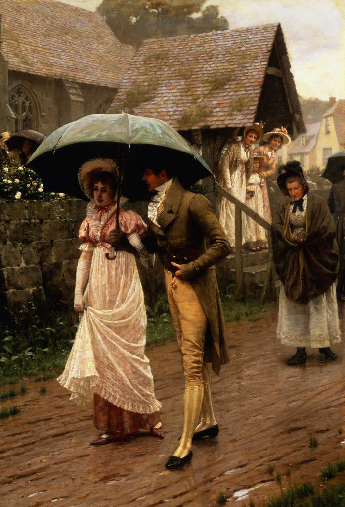 Detail of A Wet Sunday Morning by Edmund Blair Leighton