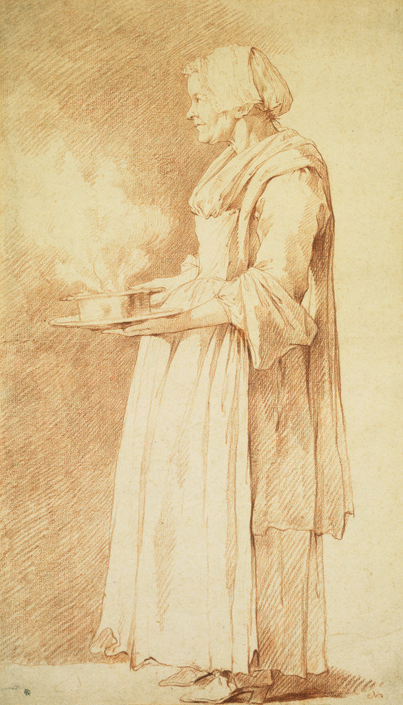 Detail of A Servant Woman Holding a Steaming Pot Attributed to Edme Bouchardon by Anonymous