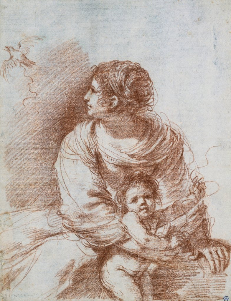 Detail of The Madonna and Child with an Escaped Goldfinch by Guercino
